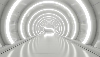 Obraz premium White background 3D room light abstract space technology tunnel stage floor