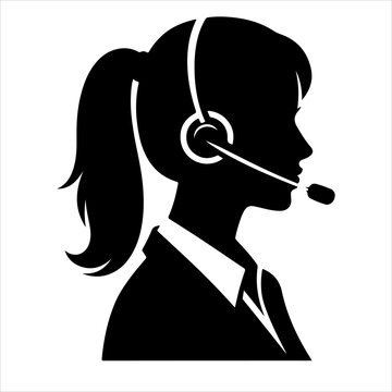 recommend clip art: Call center woman silhouette vector with a headset microphone, IT support, customer service, customer support, call center