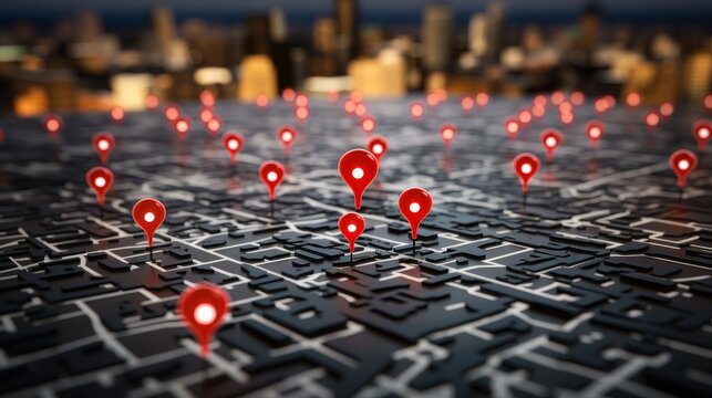 Digital map with ai pins enhancing delivery services and future transport logistics innovation