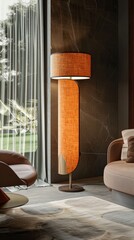 "Italian Luxury Floor Lamp: Elegant Design with Long Pole and Linen Shade"
