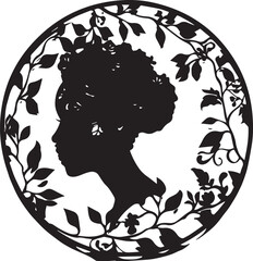 Woman Cameo silhouette on white background