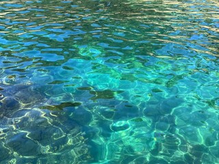 Mediterranean sea clear transparent turquoise blue water 