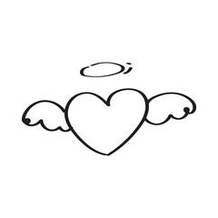hand drawn doodle angel love vector