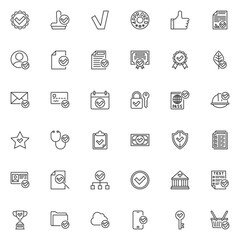 Verification line icons set