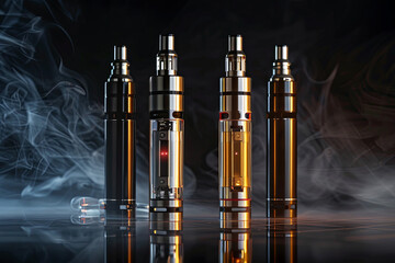 Large electronic cigarette vaporizers on black background