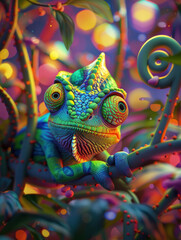 Chameleon in a Vibrant Dreamscape