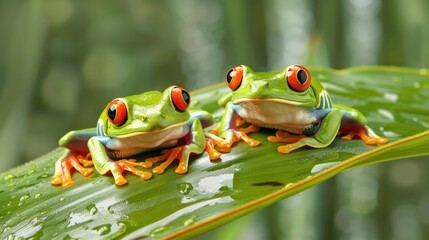 Fototapeta premium Red Eyed Tree Frog in Forest .beautiful colorful frog