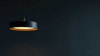 Ceiling light isolated against black background with space for text