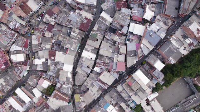 Birdseye Aerial Drone Flyover Comuna 13 In Medellin, Colombia