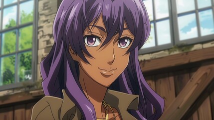 A charming character graced by ebony locks in an anime