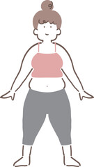 太った女性の全身イラスト素材