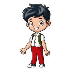 Cute happy school boy cartoon