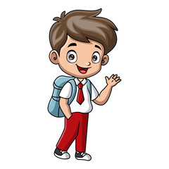 Cute happy school boy cartoon