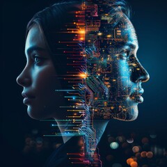 influence of AI even generations on people concept, Ai help to people , conection