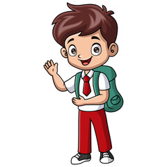Cute happy school boy cartoon