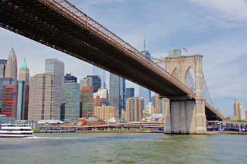 Brooklyn Bridge with New York skyline in background