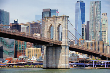 Brooklyn Bridge with New York skyline in background