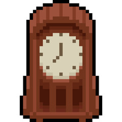 Pixel art cartoon vintage table clock icon