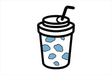 A coffee cup icon filled with cloud ice classy vector art illustration