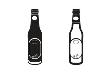 Alcohol Bottle Icon - Art Print and Glass Design Illustration Vector Image