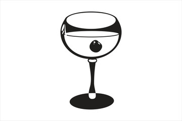 Champagne glass with bubbles, vector design