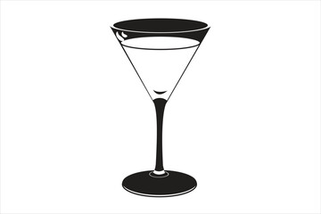 Martini glass icon black and white drink icon design