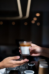 glass of coffee with milk on the table