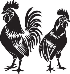 Rooster silhouette black vector