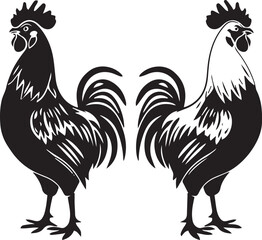 Rooster silhouette black vector