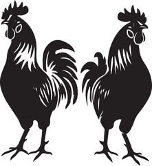 Rooster silhouette black vector on white background