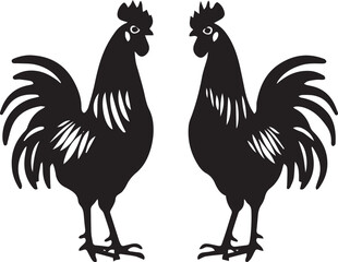 Rooster silhouette black vector on white background