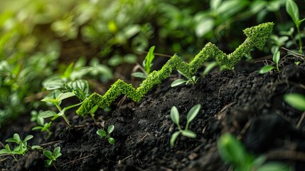 Green arrow symbolizes rise in sustainable investing and eco-friendly finances, reflecting shift towards environmentally responsible investments. Generative AI