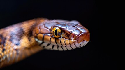 Fototapeta premium Ahaitulla prasina snake isolated against a black backdrop