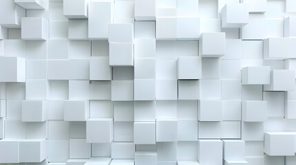 Random shifted white cube boxes block background wallpaper banner with copy space