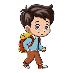 Cute happy school boy cartoon