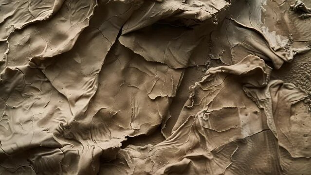 A wrinkled and distorted lump of clay showing its pliable and malleable nature.