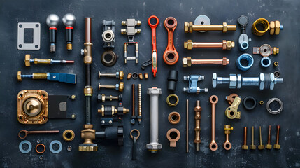 Fototapeta premium Selection of Plumbers Tools and Plumbing Materials