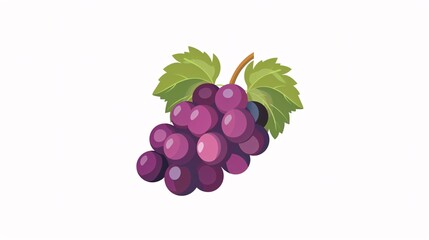 A symbol of a purple fruit with a leaf, isolated on a white background, in a flat cartoon style.