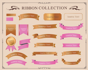 Ribbon decoration design set and antique borders and frames design

