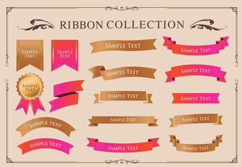 Ribbon decoration design set and antique borders and frames design
