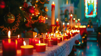 christmas candles in the church ai generative 
