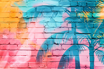 Colorful Brick Wall w Palm Trees Nº 1