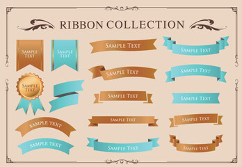 Ribbon decoration design set and antique borders and frames design
