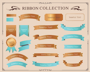 Ribbon decoration design set and antique borders and frames design
