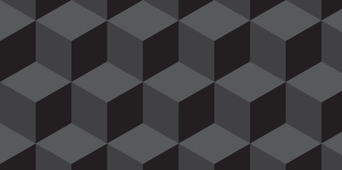 Obraz premium Seamless abstract Black and gray background from cubes and lines. Geometric tiles and mosaic creative stylish seamless pattern block cube background. minimal hexagon Cubes mosaic shape vector design.