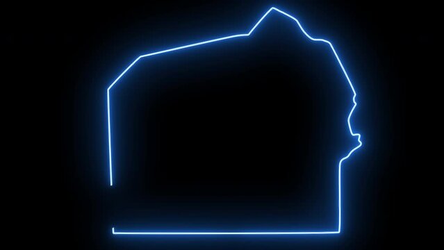map of Gettysburg in Pennsylvania with a blue glowing neon effect