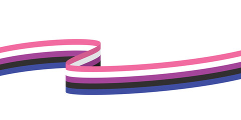 Pink, white, purple, black and blue colored curved line icon, as the colors of the genderfluid flag. LGBTQI concept. Flat vector illustration.	