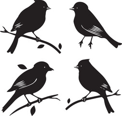 Set of birds silhouette vector