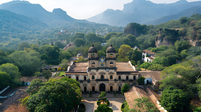 View of Tepoztl&aacute;n's church Iglesia de la Sant&iacute;sima Trinidad, a focal point of the city