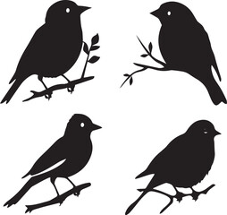 Set of birds silhouette vector
